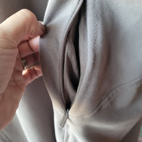 Athleta Women’s Hooded Cabana Tunic Pullover Large Sweater Dress Coverup Tan - Picture 7 of 14